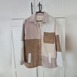 Women's color block corduroy shirt sz medium EUC